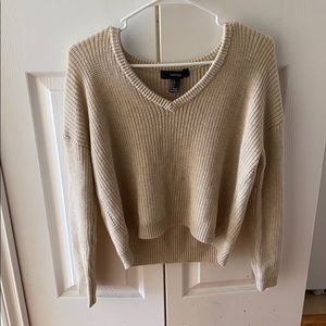 Oatmeal V Neck Slouchy Sweater